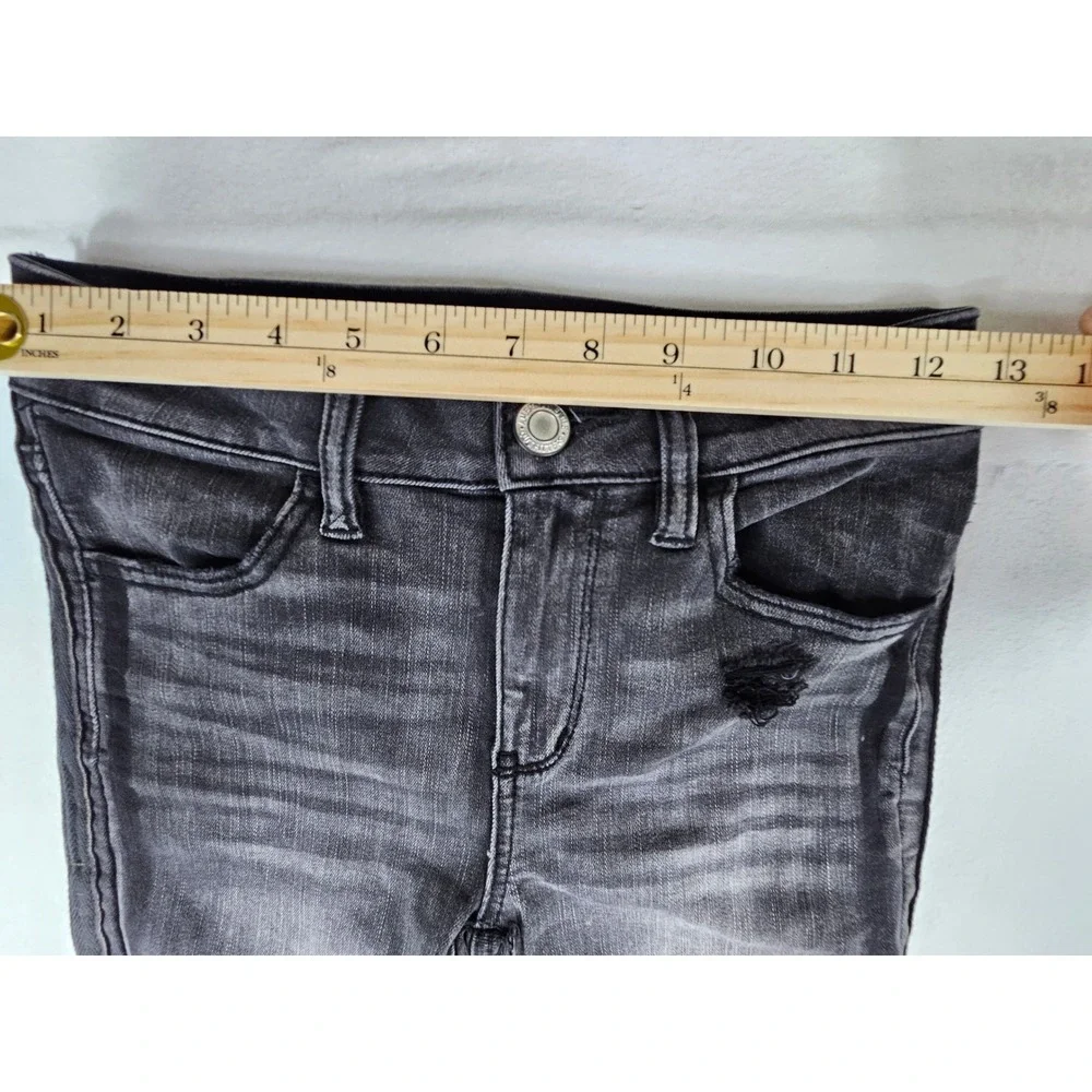 American Eagle Hi-Rise Jegging Black Distressed Ripped Skinny Jeans Size 0 Reg